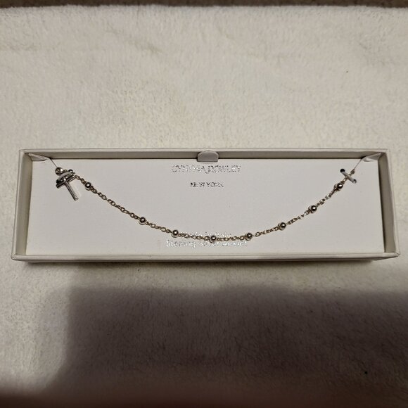 NWT CYNTHIA ROWLEY ITALIAN STERLING SILVER 925 CROSS ANKLE BRACELET - Picture 2 of 5